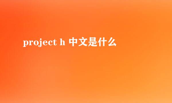project h 中文是什么